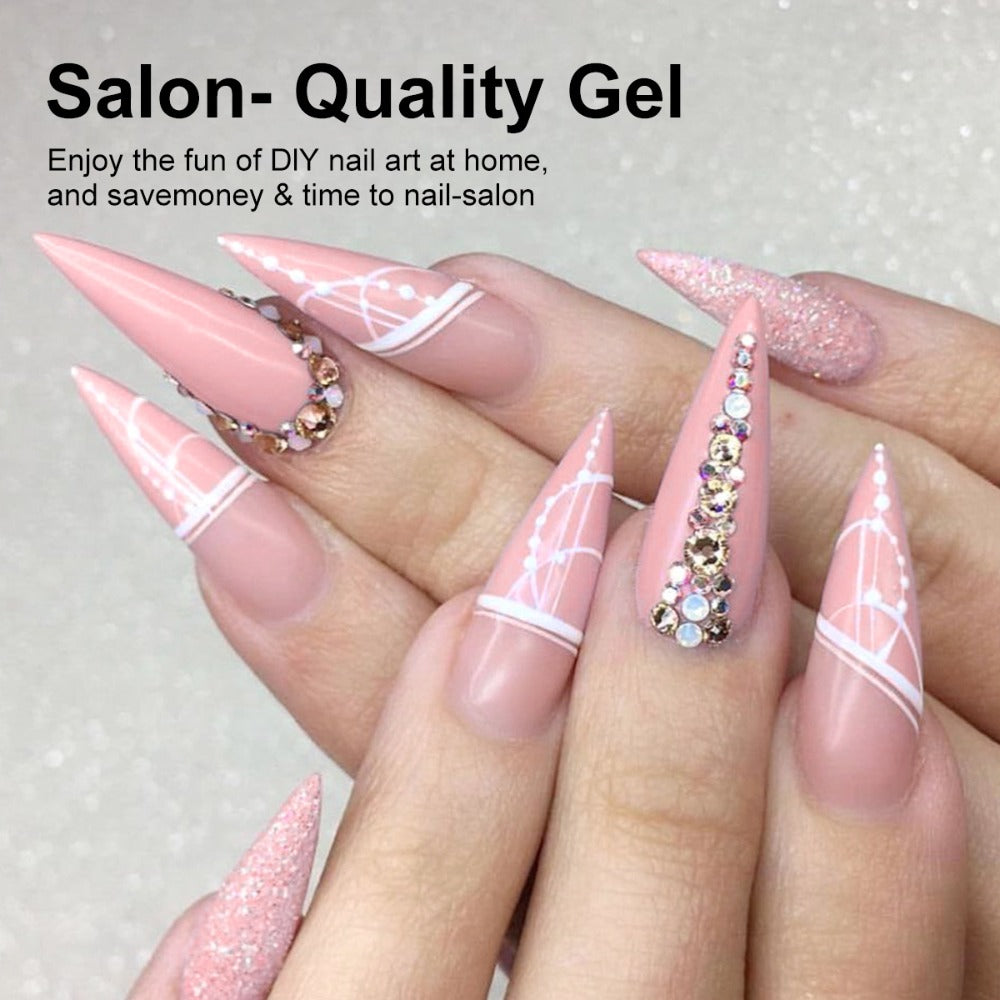 New Year 12 Colors Gel Nail Polish Kit with Nail Lamp Electric Nail Drill, 4 Colors Poly Extension Gel Nail, Nail Cutter, Nail Glitter, Top Coat Base Coat, Nail Art Design Gel Kit Valentine's Day Gift