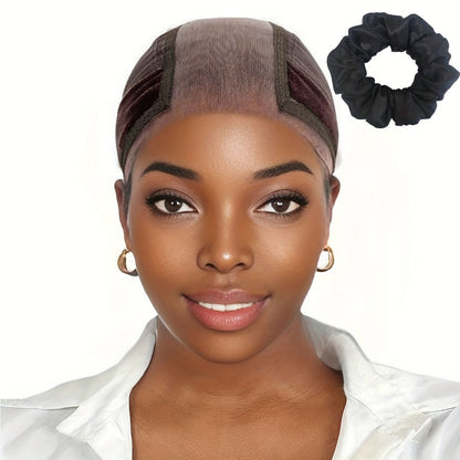 Lace Wig Cap 4x5 Adjustable Non-Slip with Ear Cutouts Transparent Lace Edge Soft Breathable for Women Brown Blonde Black 613 Daily Wig Wear