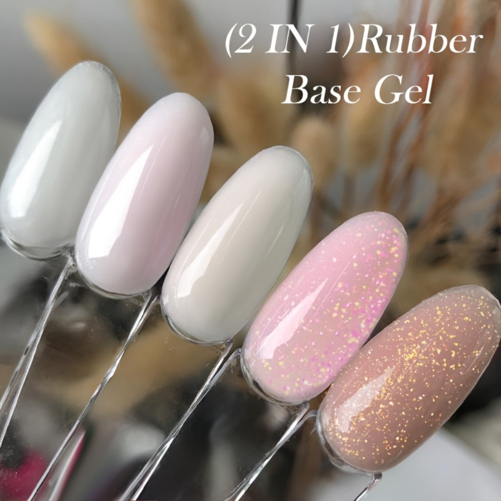 LILYCUTE 0.24oz 6pcs 2 In1 Rubber Base Gel Nude Pink Color Soak Off LED Semi Permant Self-leveling Gel Nail Art Varnish