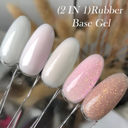Rubber Base Gel Polish Set 6pcs Nude Pink 2-in-1 Builder Base Coat – Self-Leveling Soak Off UV LED Semi-Permanent Long-Lasting Gel Manicure Kit 0.24oz Each for DIY & Salon Nail Art Women