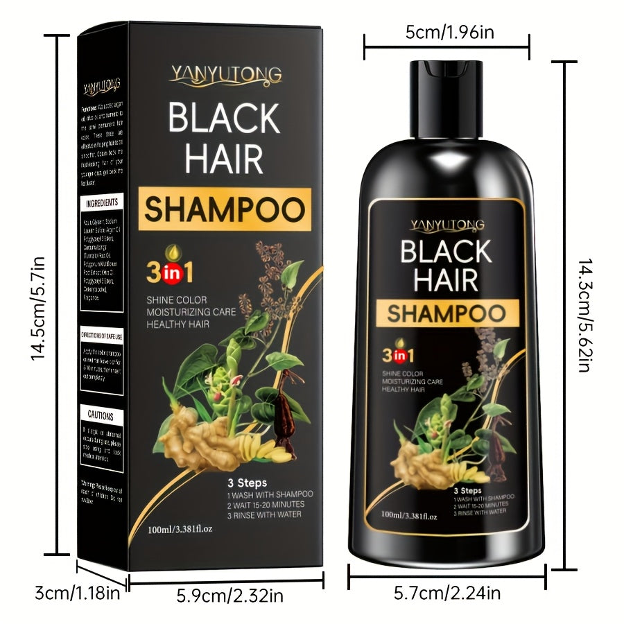 3.38oz Hair Dye Shampoo, Natural Plant Pigments, Safe for Hair, Quickly Covers Gray Hair, Available in Black, Brown, and Chestnut Brown, Halloween Gift, Christmas Present, Holiday Present, Quick Cover Gray, Vibrant Colors, Easy Application, Gentle