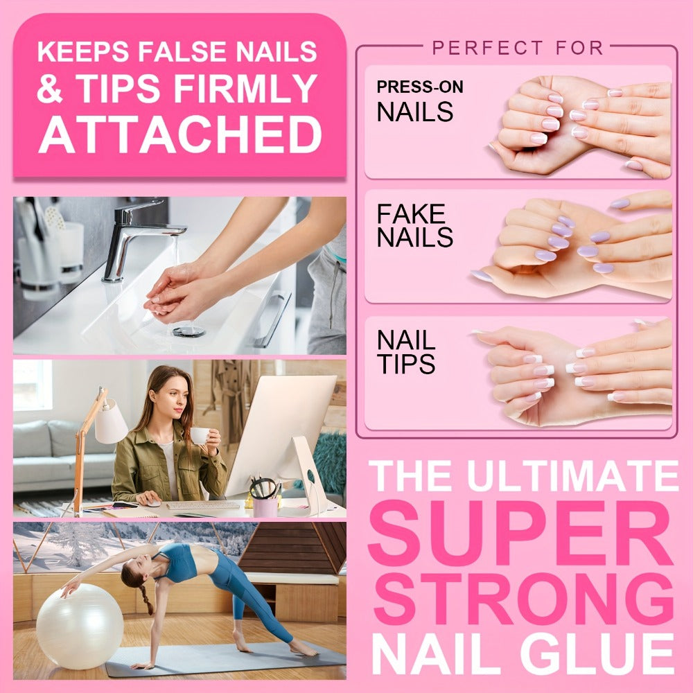 SHEFFYASuper Strong Nail Glue for Press On Nails, Nail Tips & Acrylic Nails (0.27oz) Brush On Glue for Press Ons, Tips & Acrylics - Long Lasting, Maximum Strength, Mess-Free Application