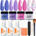 4-Color Dipping Powder Nail Kit, Featuring a Trendy Spring Palette of Light Purple, Blue, And Pink Butterfly Glitter Dipping Powders, Along with a French Nail Art Base Coat Activator for Salon Use