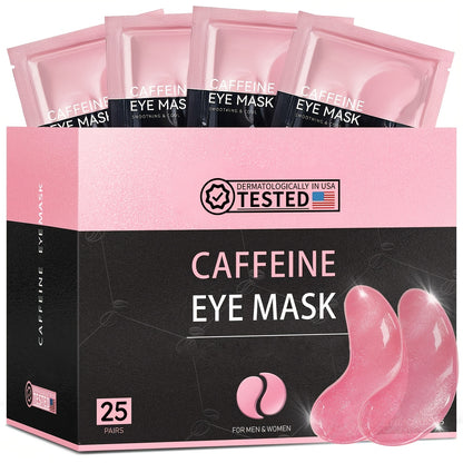 Under Eye Patches Collagen 25 Pairs 3-Formula Choice — Caffeine for Dark Circles & Puffiness | Hyaluronic Acid for Deep Hydration | Aloe Vera for Soothing & Cooling | All Skin Types Men & Women