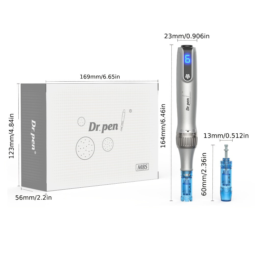 M8S-Dr.Pen Premium Wireless Electric Pen-Care Device Featuring 22 Replacement Heads (R-Nano-12 Units, 18 Needles-10 Units), Ideal for Skin Care, Perfect As a Gift