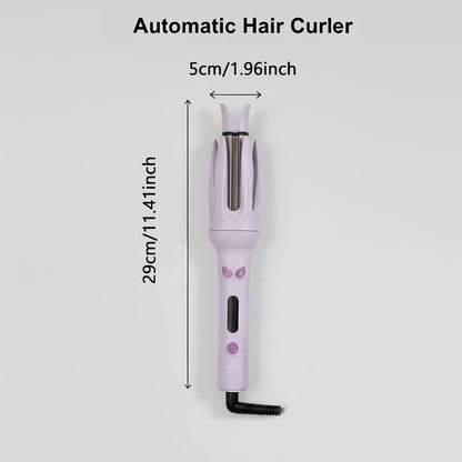 Automatic Rotating Curling Wand — Ceramic Barrel, Smart Anti-Tangle Hair Curler, Adjustable Temp 150–210°C, Fast Curl Iron for Home, Travel & Salon, Gift-Ready — Pink, Purple, Yellow