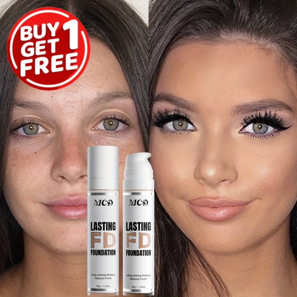 Liquid Foundation 2pcs Full Coverage Concealer Makeup Long Lasting Natural Finish - Suitable for All Skin Types Women Face Foundation Set