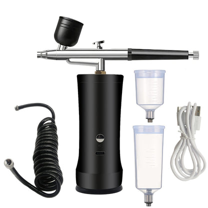 Cordless Airbrush Kit with Compressor Rechargeable Portable Handheld Air Brush Gun 3-Gear Pressure 3 Cup Sizes for Nail Art Makeup Model Painting Cake Decor Graffiti