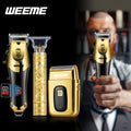 [Christmas New Year Gifts] WEEME All Golden Series 3pcs/2pcs/1pc Men's Hair Clipper Set - Hair Cutting Kit, T-Blade Trimmer, Combs, USB Cable, Cleaning Brush-Perfect Christmas And New Year Gifts
