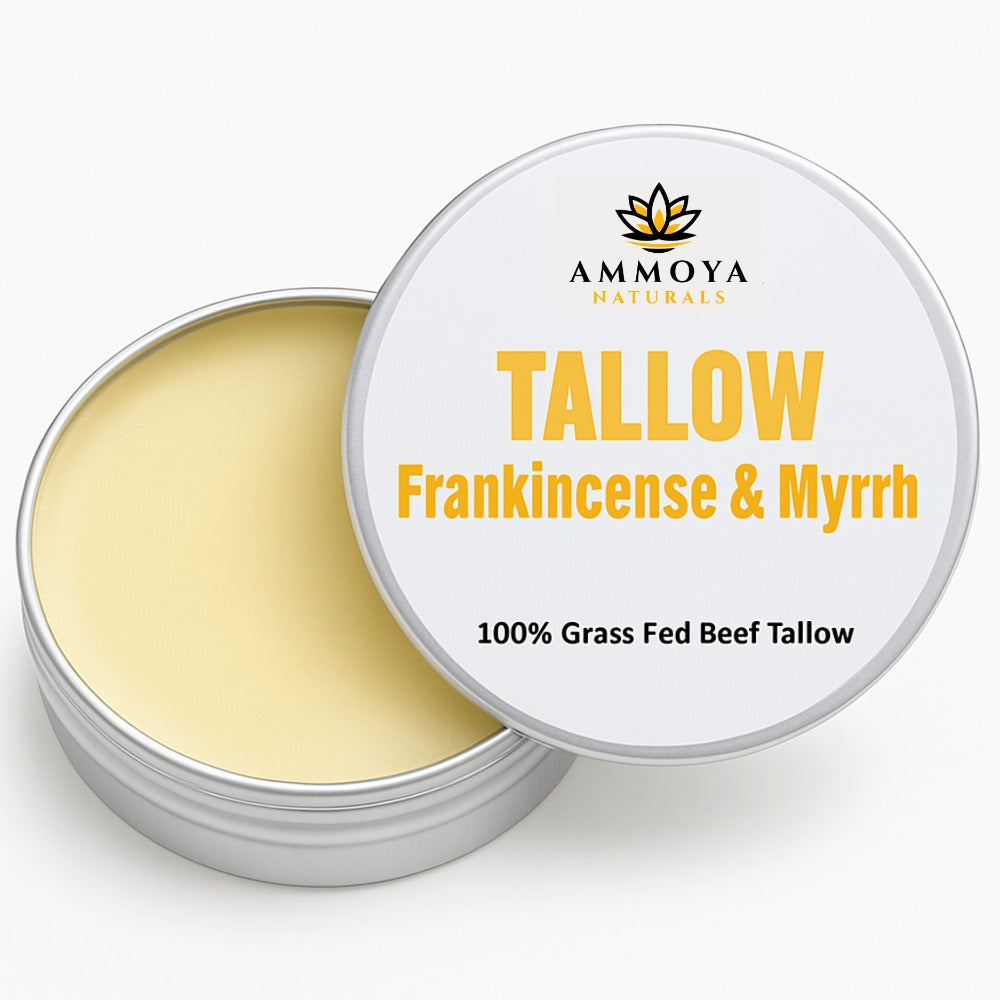 Tallow Balm – Grass-Fed Tallow Moisturizer | 3 Variants: Chamomile, Rose & Honey, or Frankincense Myrrh | Ammoya Naturals