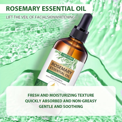 Rosemary Essential Oil for Hair Growth & Skin Care — Treats Split Ends, Enhances Eyebrows & Eyelashes, All Hair Types, Face & Body Bath Oil 3.38oz