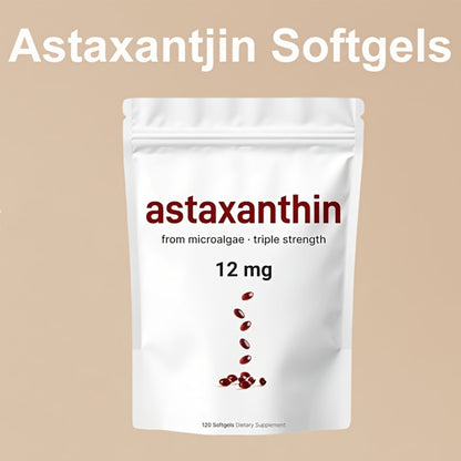 Astaxanthin 12mg Softgels 3 Pack 120 Count 4-Month Supply Triple Strength Antioxidant Supplement Fresh Microalgae Source Skin Eye Immune Joint Support Easy Swallow