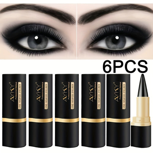 Waterproof Eyeliner Matte Black Cream 6-Pack, Anti-Smudge Long-Lasting Formula, Easy Apply Beginner-Friendly Eyeliner Pen Set for Precise Lines