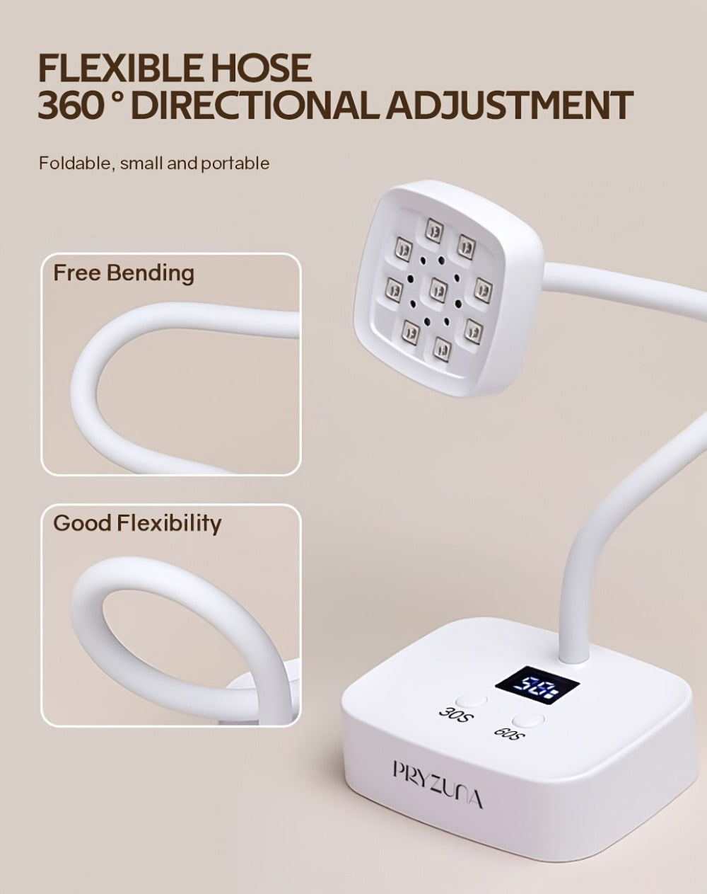 Blue Light Rechargeable Desktop Nail Lamp with Smart Sensor, 360° Adjustable & Portable, Includes 30s/60s Timer, Suitable for All Gel Nails – Salon and Home Use