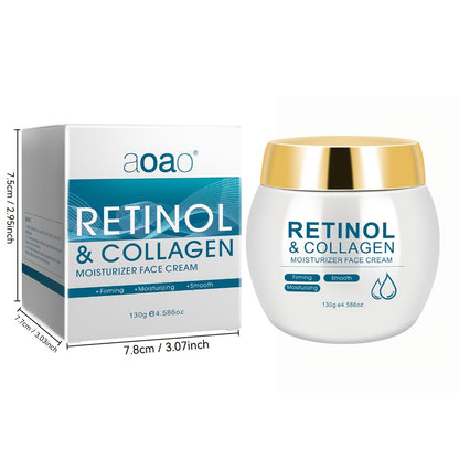 Retinol Face Cream with Collagen - Firming Moisturizing Anti-Aging Facial Cream for All Skin Types - Day and Night Skin Care Cream for Women & Family 130g / Retinol Essence