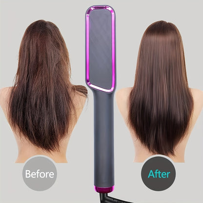 Hair Straightener Brush 2 in 1 Electric Straightening Comb Wet Dry Use Multi-Temp Settings Fast Heat Volumizing Styling Tool for Women All Hair Types Purple Pink White Grey