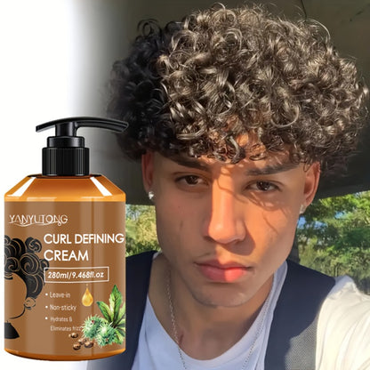 Curl Setting Cream with Castor Oil 280ml - Moisturizing, Long-Lasting Shape & Frizz Control, Non-Greasy Formula for Wavy, Curly & Straight Hair, Adults