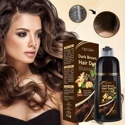 Hair Dye Shampoo 3-in-1 Herbal Ammonia-Free Quick Color in 15 Minutes - Long Lasting 30 Days Semi Permanent Hair Color Moisturizing Cleansing Black Brown Red Chestnut Multi Color