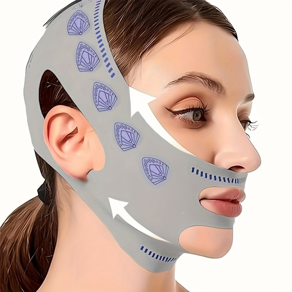 5pcs Gray Or Pink 2-Pack Combo (V-Line Face Lift Belt And Forehead Lift Belt), Refreshing Lifting Mask for Day And Night Use, Unisex Design. V-Line Mask with Nasolabial Fold Band, Facial Contouring Lifting Mask, Premium Sleep V-Line Shaping Bandage