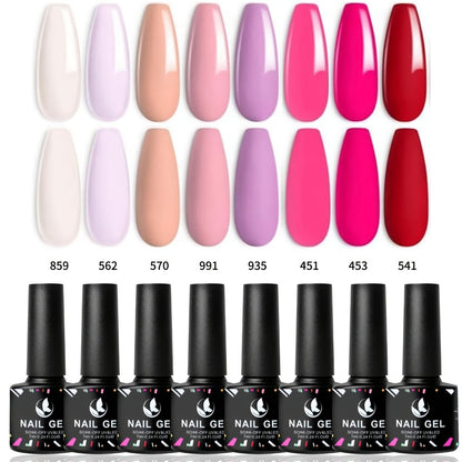 Gel Nail Polish Set 8 Colors Rhapsody Series - Pastel Soak-Off UV LED Nail Art Polish Kit for All Seasons, Soft Muted Tones Starter Set for Home Manicure, Gift for Women & Nail Art Lovers