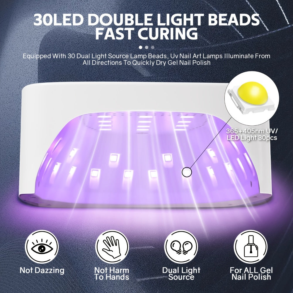 Rechargeable Professional Nail Dryer with 30 Beads, Featuring a Design And Three Timer Settings for Both for Home And Salon Applications