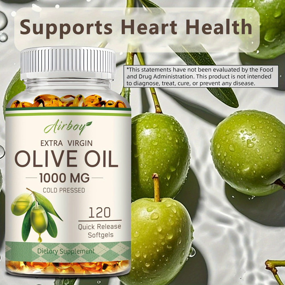 Capsules of Extra Virgin Olive Oil - Containing Omega-9, Omega-6, And Palmitic Acid, Cardiovascular Wellness - High-Quality Supplement - 120pcs