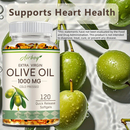 Extra Virgin Olive Oil Capsules 120 Softgels with Omega-9 Omega-6 & Palmitic Acid — Heart Health Cardiovascular Wellness & Antioxidant Support Supplement for Women and Men | 1 or 2 Bottle Options
