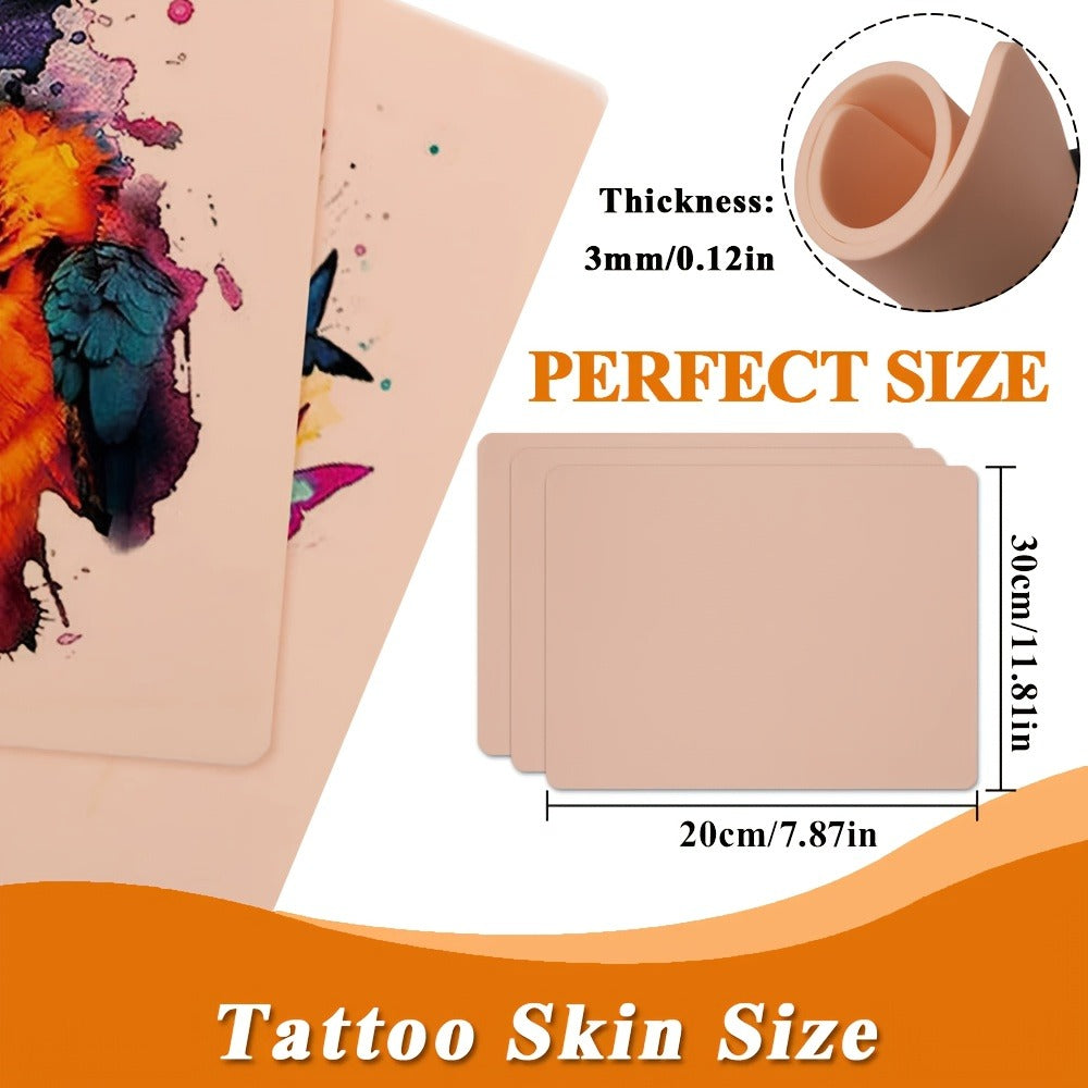 18/12/8/6/4/2pcs Tattoo Skin 3MM Fake Skin Blank Tattoo Practice Skin Double Sides Fake Skin Tattoo For Beginners And Tattoo Artists Tattoo Supplies