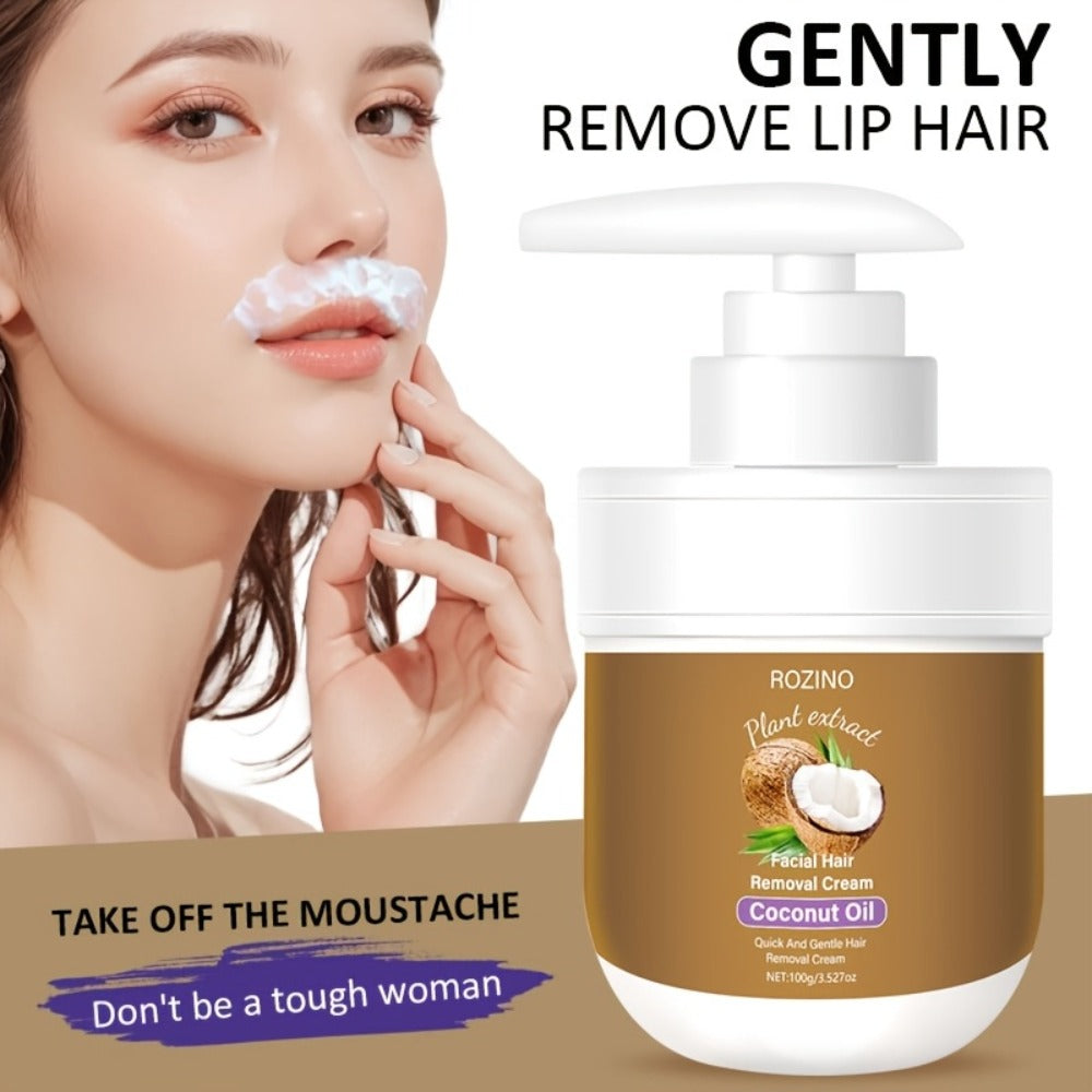 Set of 2 Coconut Oil Facial Hair Removal Creams, Formulated with Natural Components, Effectively Unwanted Facial Hair, Deeply Hydrates The Skin, Minimizes Irritation And Discomfort