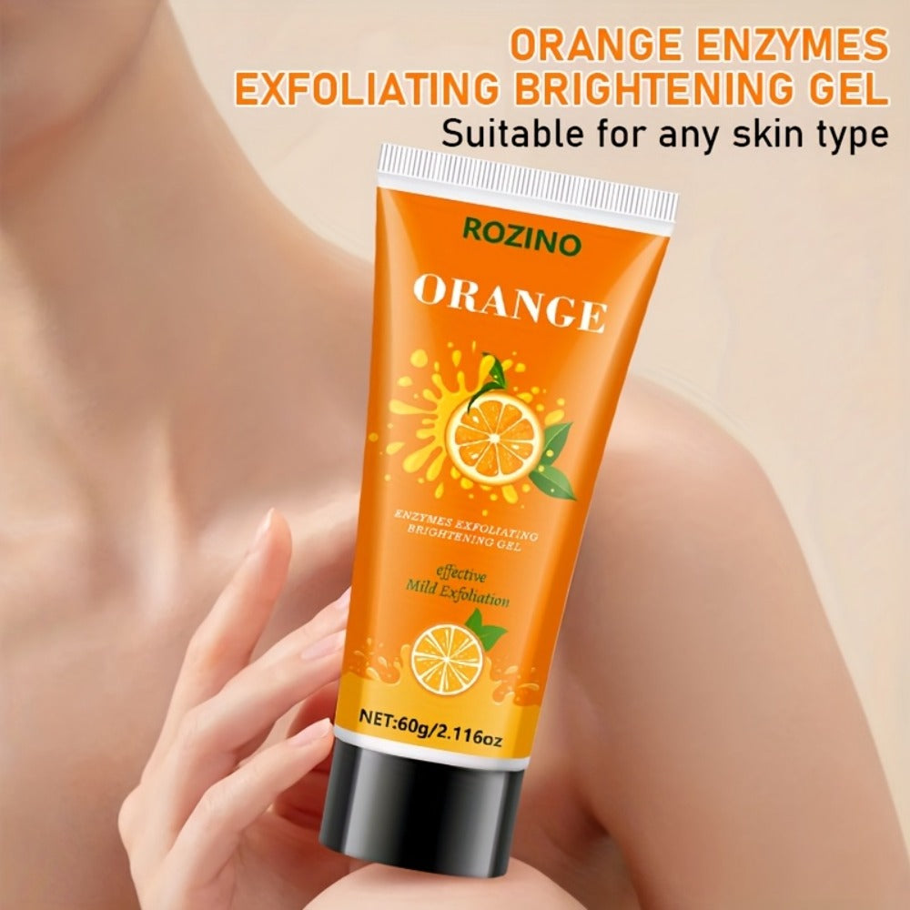 60g Orange Enzyme Cleansing Gel - Gentle Exfoliating & Moisturizing Gel with Aloe Vera, Hyaluronic Acid & Vitamin C - Deep Pore Cleansing for Body, Face