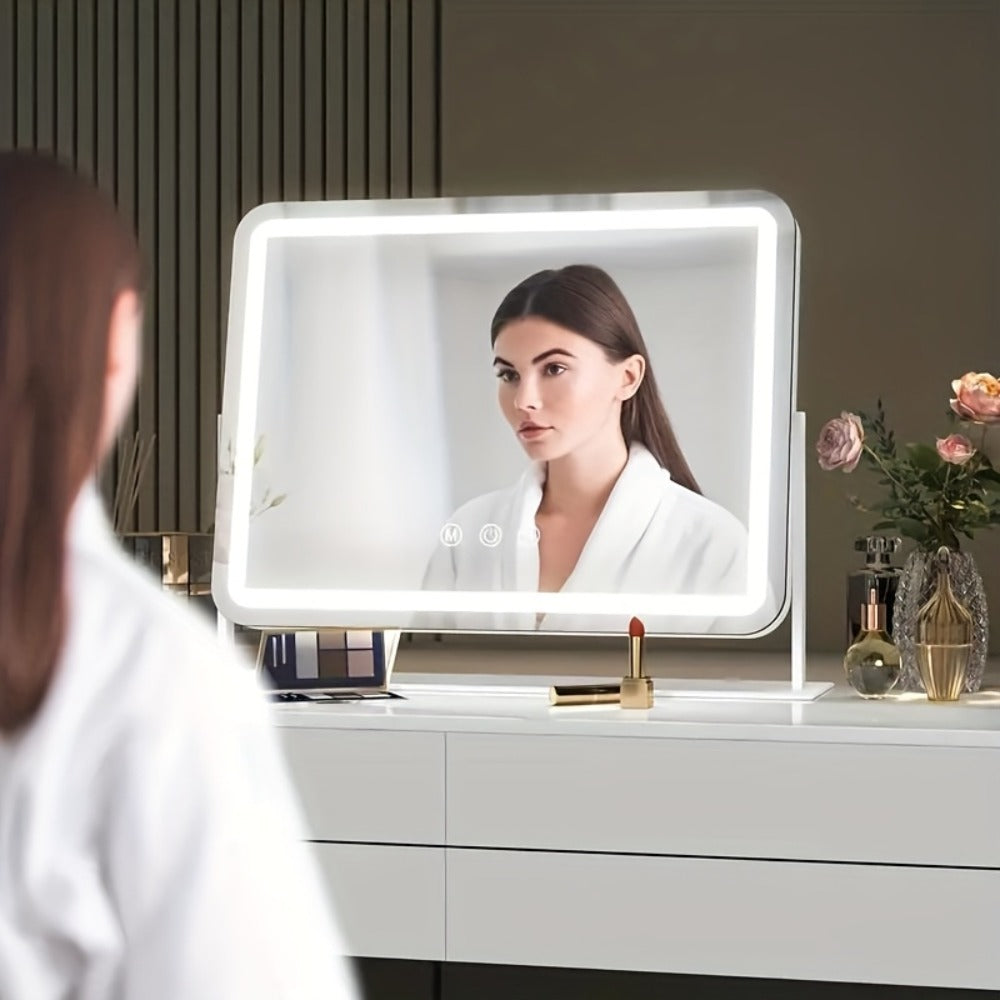 BANBERS Large Illuminated Makeup Mirror with 5X Magnifying Glass Illumination, Smart Touch Table Mirror with 3-color Adjustable Lighting, Suitable for Dressing Tables And Makeup Table Tops