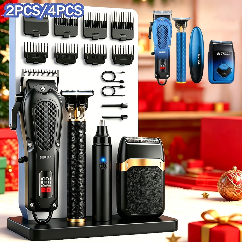 [Gifts for Men] 2pcs/4pcs Men's Cordless Hair Clipper Kits with USB Electric Hair Trimmer Suitable for, Travel, Barber Tools for Haircutting, Gifts for Men, Husbands, Boyfriends, Car Use, USB- Barber Kits
