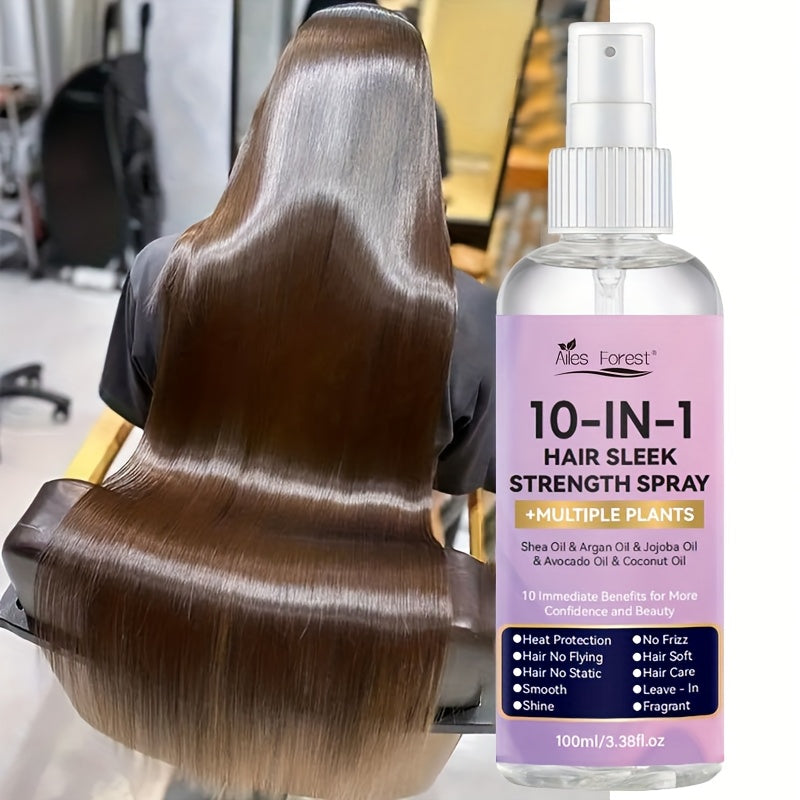 10-In-1 Hair Care Spray - No-Rinse Hair Spray, Fragrance-Free Hair Smoothing Spray, Anti-Frizz, Detangles, Adds Shine to Dry, Damaged Hair - Suitable for All Hair Types, 5-Second No-Rinse Conditioner, Stylish Bottle Design, Plant-Based Formula