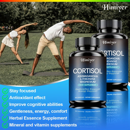 Rhodiola Ashwagandha Stress Relief Capsules with L-Theanine & Magnesium – Cortisol Balance, Deep Sleep & Mood Support Supplement for Women & Men | 1 or 3 Pack