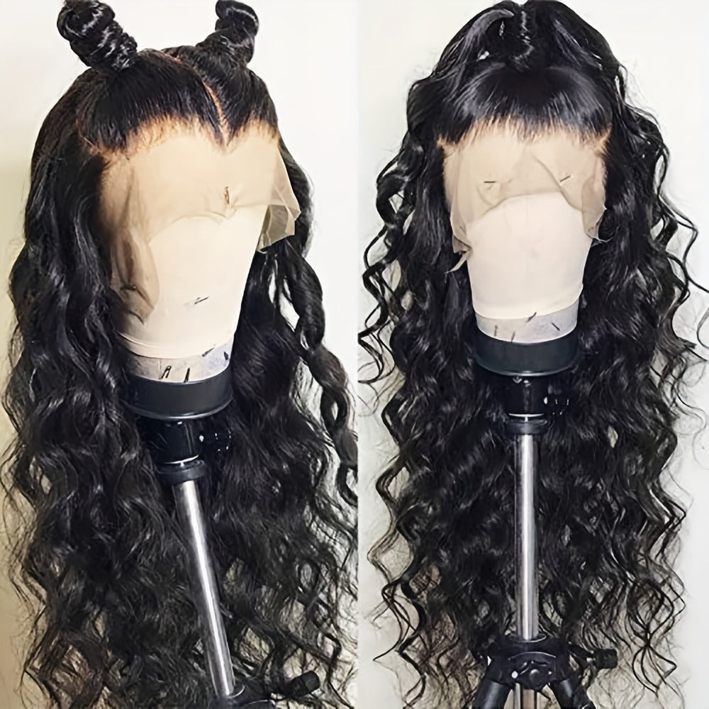 13x4 Lace Front Wigs Long Black Hair Lace Wigs Loose Wave Hair Glueless Heat Resistant Synthetic Wavy Lace Front Wigs for Women