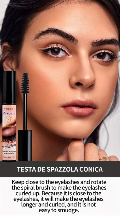 Waterproof Mascara Set 3pcs — Lengthening Volumizing Curling Mascara with 3 Brush Heads (Sea Urchin, Spiral, Conical), Long-Lasting Sweatproof Humidity-Resistant Eye Makeup