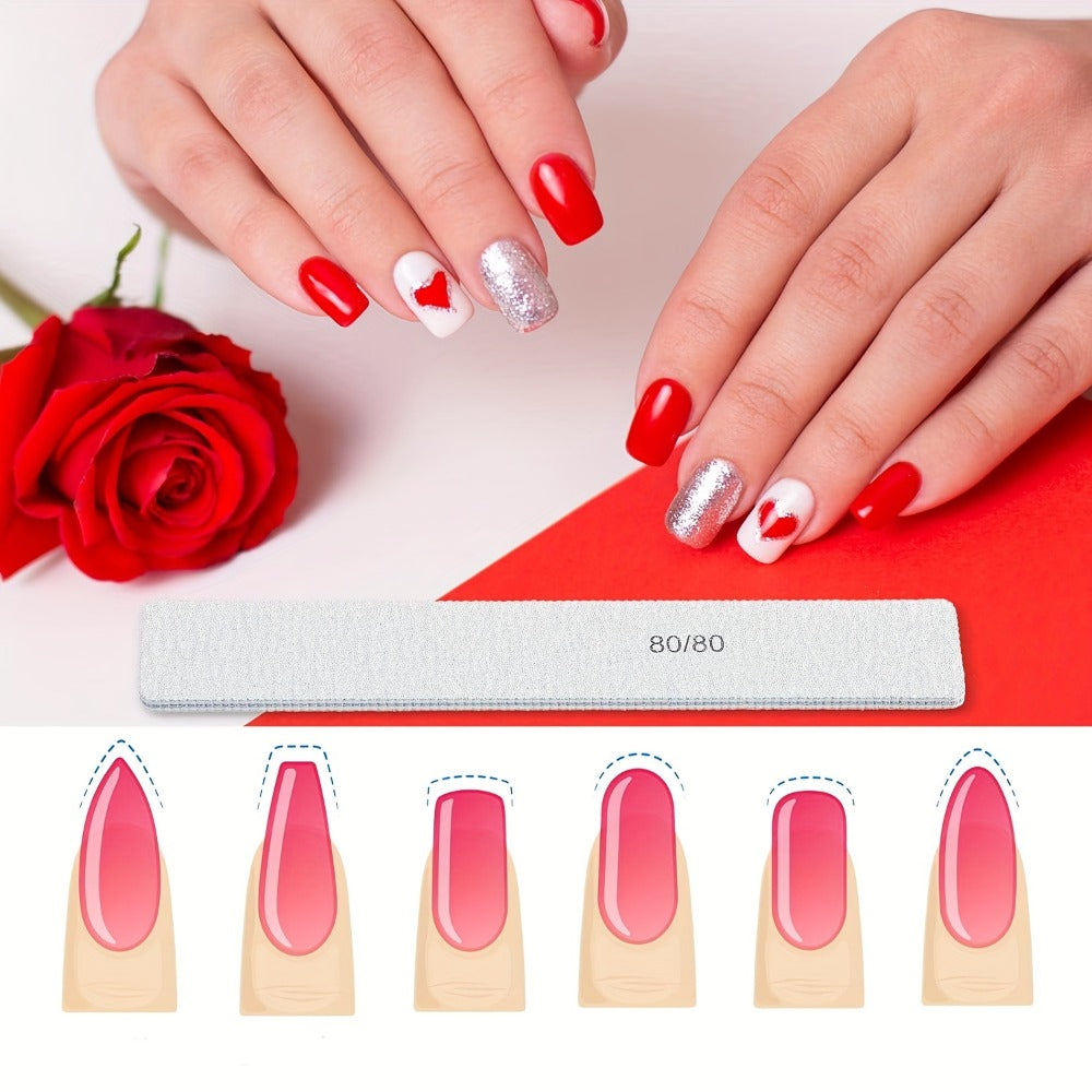50pcs 100/100 (80/80, 100/180 Optional) Grit Nail Files Acrylic Nails Emery Boards File Professional Nail Art Tools For Home, Salon, Strong, Double Sided