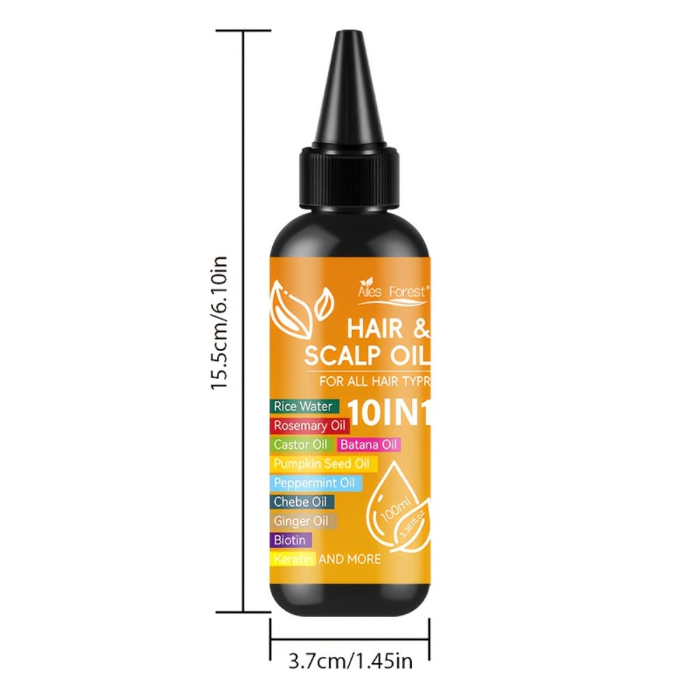 10in 1 Hair Care Oil, Containing Batana, Rosemary, Rice Water, Pumpkin Seeds, Mint, Shea Butter, Ginger, Keratin and Biotin, Moisturizing and Smooth, Suitable for All Hair Qualities, 3.38oz - Moisturizing and Smooth, Anti Manic, Herbal Essence