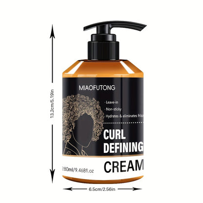 Curl Defining Cream for Men — Leave-In Styling Cream with Moroccan Argan Oil, Coconut Oil & Shea Butter, Bouncy Frizz-Free Waves, Long-Lasting Moisture & Hold, 280ml Hair Styling Treatment