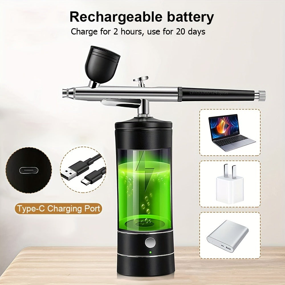 USB Rechargeable  Airbrush Kit: Portable, Versatile, And Safe Compressor for Crafts, Tattoos, Cake Decorating & More with Cleaning Kit