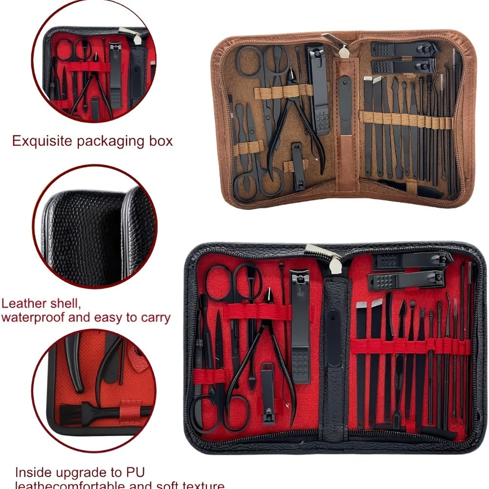 Portable 26pcs Travel Nail Kit, Manicure Set - Complete Stainless Steel Nail Clippers And Care Tools Set In Luxurious Travel Case