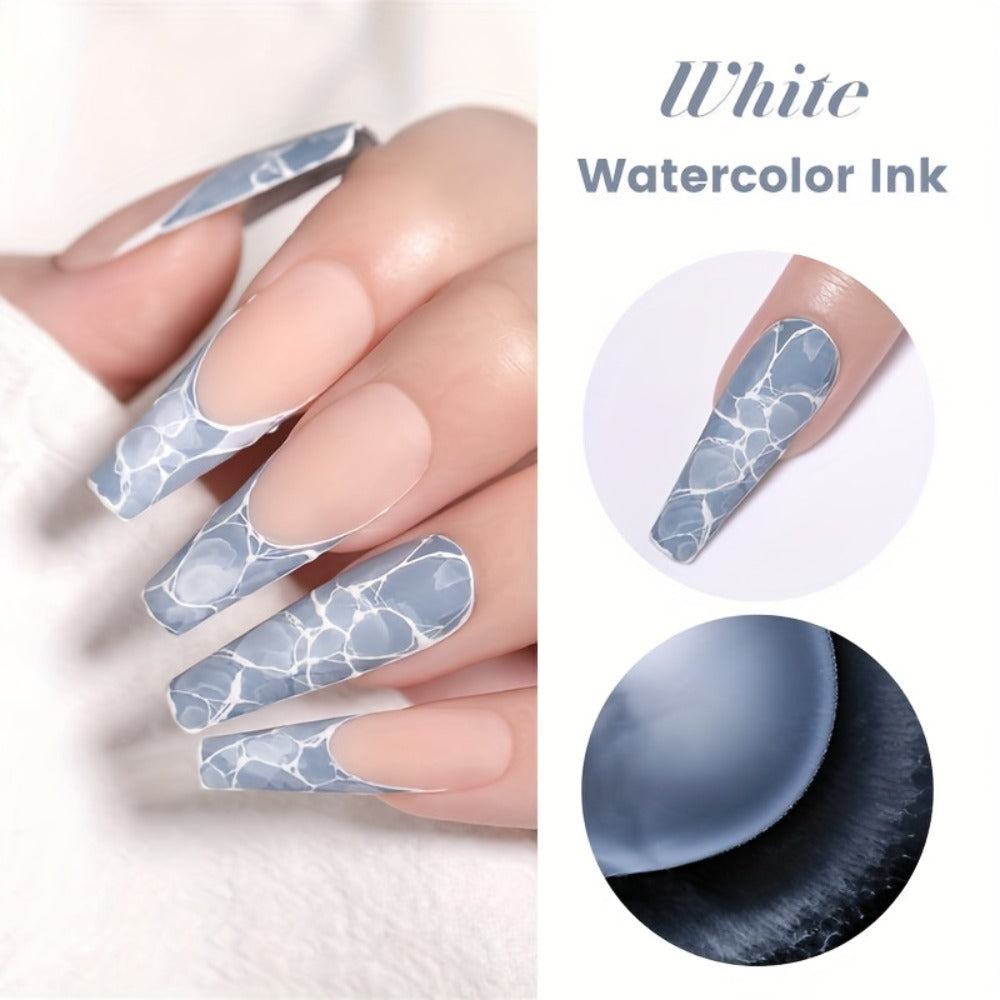 BORN PRETTY 0.51oz Watercolor Nail Polish White Gradient Flower Effect Semi Permanent Soak Off LED Nail Polish