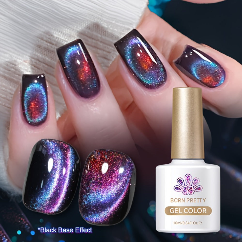 BORN PRETTY 0.34oz 6pcs 9D Polaris Cat Magnetic Gel Nail Polish Glass Water Light Semi-Permanent Soak Off LED Enamels Varnish