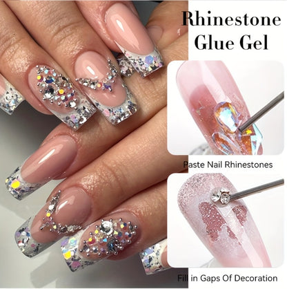 Nail Rhinestone Glue Gel 2pcs — Clear Nail Art Adhesive for 3D Rhinestones, Drill Jewelry & Decorations | LILYCUTE Sticky Nail Glue Gel 0.34oz