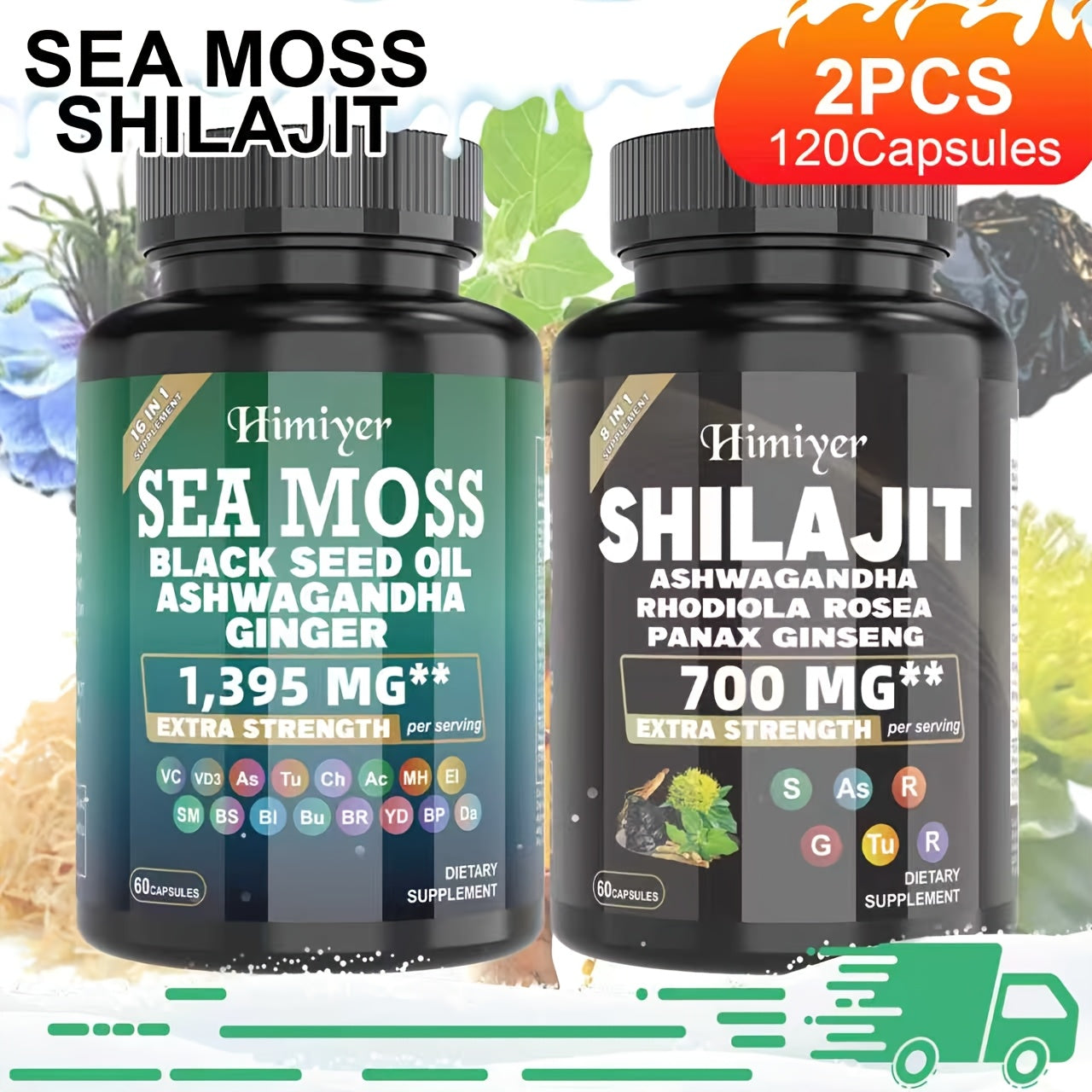 2|6pcs=Buy 2 Get 1 Free, Sports Nutrition Bundle Set, Seamoss Southern Drunk Nightonnax Capsules And Shilaijit Capsules Double Power Bundle, Super Golden Combination, Sports Nutrition, Support, Bone Support, Relaxation, Focus