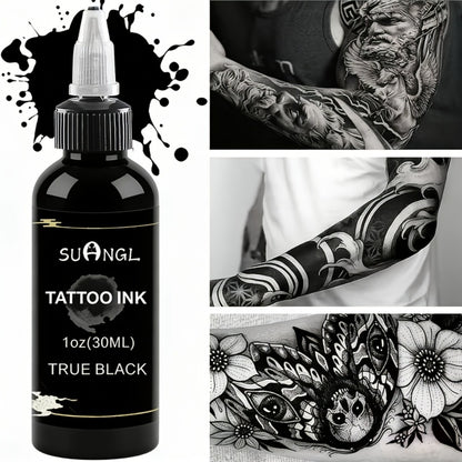 Professional Tattoo Ink Black & White 1.01oz — High Brightness Fine Particle Formula, Needle-Compatible Permanent Body Ink for Tattoo Machines, Studios & Hobbyists