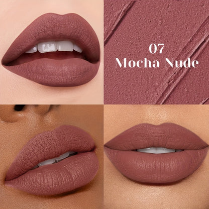 Velvet Liquid Lipstick Matte Lip Gloss — Long-Lasting Waterproof Non-Drying Formula, Highly Pigmented All-Day Wear in Nude Brown Pink Red Purple Gold