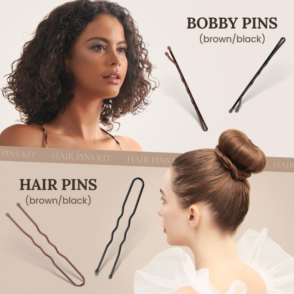 163pcs Hair Ties Clips Nets Styling Kit Girls Dance Hair Additions Portable Hairstyle Tools Dance Competition Performance Styling Pack