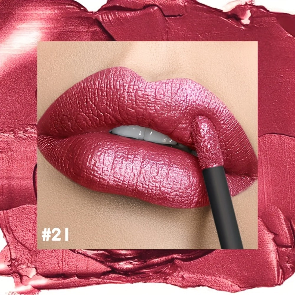Metallic Lip Gloss High Gloss Long-Lasting Non-Stick Lip Plumper Glossy Lipstick for Women Portable Party Date Daily Makeup Gift 11 Shades
