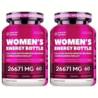 Women's Multivitamin Supplement 20-in-1 with Sea Moss, Shilajit & Ashwagandha - Daily Energy, Hormonal Balance & Immune Support Capsules for Women - 60 Capsules, 26,671mg Per Serving